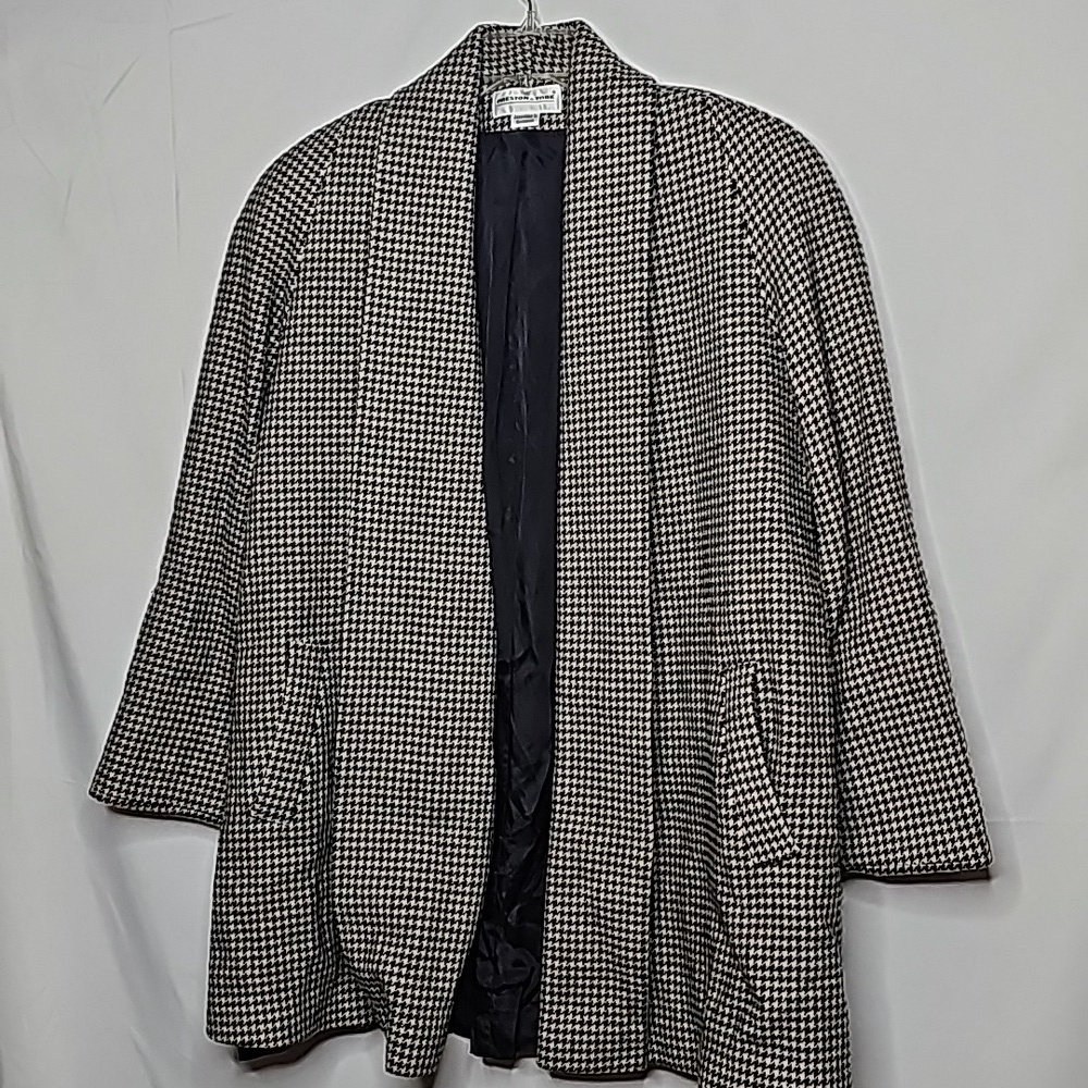 Preston & York VINTAGE houndstooth 70% wool Dillard's winter warm coat jacket L